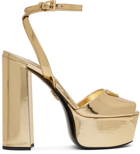 gold prada pumps|Prada high heel pumps.